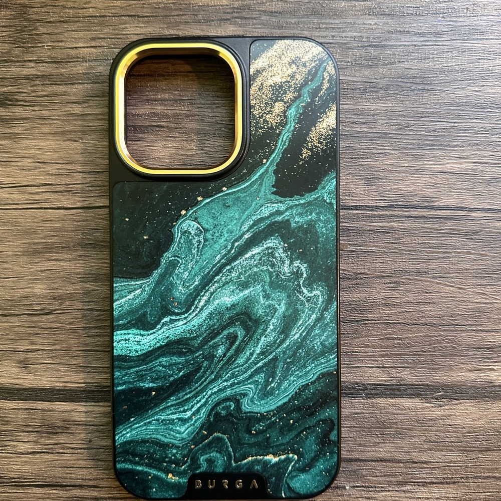 BURGA Green and Gold Marble iPhone 14 Pro Max Case